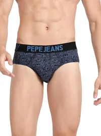 Pepe Jeans Mens Briefs, Classic Blue AOP, Size S
