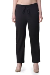 POPWINGS Womens Pull-On Trousers, Black, 2XL